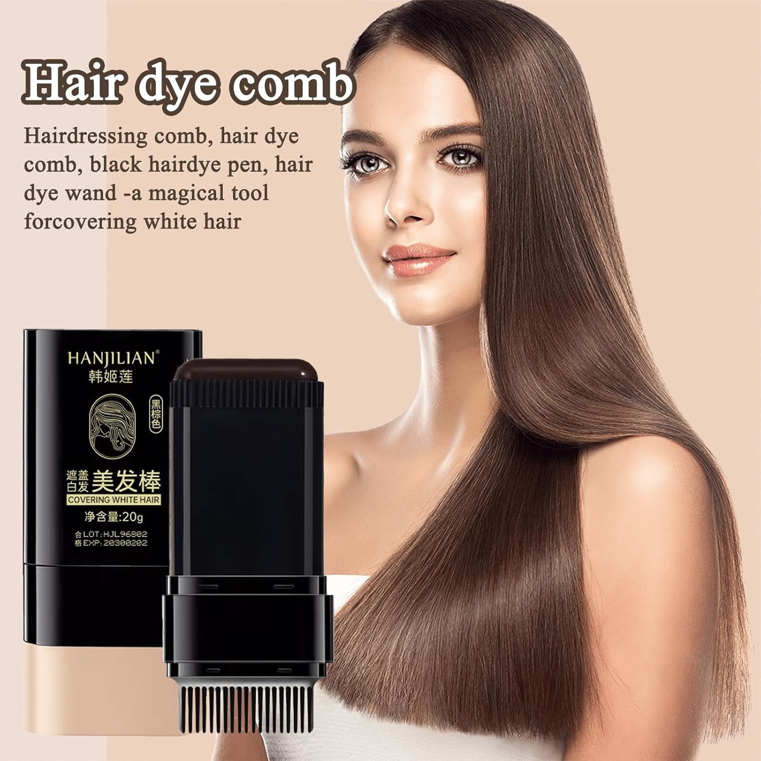 2 Pezzi di Polvere per Capelli Castano Scuro, Polvere per Capelli, Correttore per Capelli, Matite Colorate per Capelli con Pettine, Strumento per Coprire i Capelli Grigi per Donne e Uomini (40g, Marrone Scuro) Naty Shop Tinture per capelli