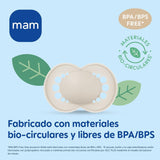 MAM Ciuccio per Bambini 0-2 Mesi Capezzolo Piatto Flessibile Simmetrico Morbido Silicone Facile da Usare con Scatola Autosterilizzante Neutro Opaco Originale 2 Pezzi