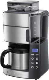 Caffettiera Russell Hobbs con macinacaffè e caraffa termica [Timer digitale, soffione doccia per estrazione e aroma ottimali] Grind&Brew (1-10 tazze, 3 impostazioni di macinatura) Caffettiera con filtro 25620-56