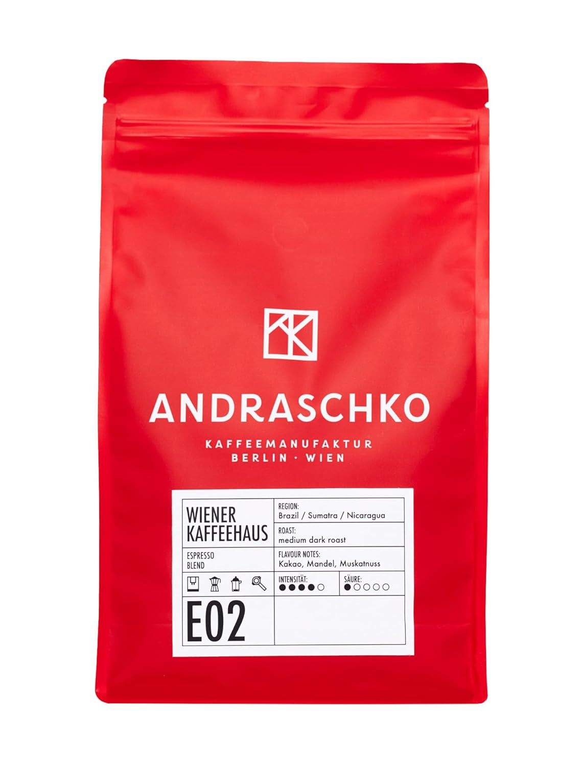 Espresso Bohnen - Wiener Kaffeehausmischung Miscela espresso - Röstung delicato con 100% Arabica aus 7 Herkunftsländern - frisch in Berlin geröstet - 1kg