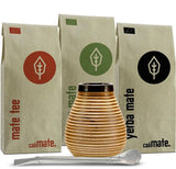 Set da tè Ceramic Mate ● 3 varietà di Mate BIO + tazza Mate + Bombilla + istruzioni per la preparazione (Vintage)