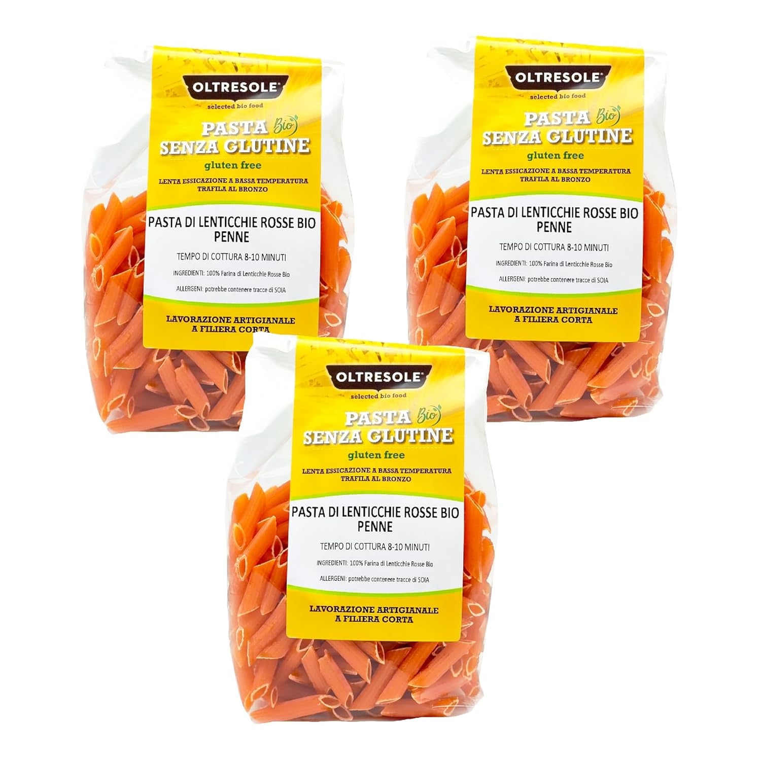 Pasta Di Lenticchie Rosse Bio Formato Penne 4kg Pasta Proteica Di Legumi Farina Di Lenticchie Rosse 100% Bio Senza Glutine Formato Convenienza