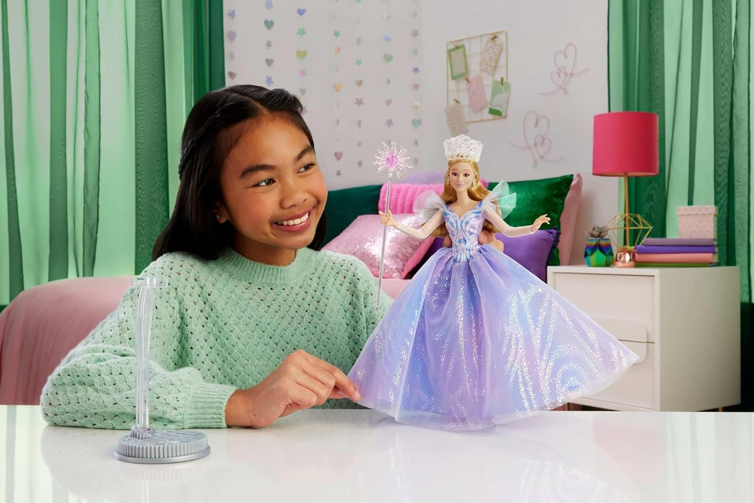 Mattel Wicked: Part 2 della Universal Pictures Glinda Deluxe Bambola con vestito staccabile e 3 accessori, Ispirata al film, JFM13, [Multicolore]