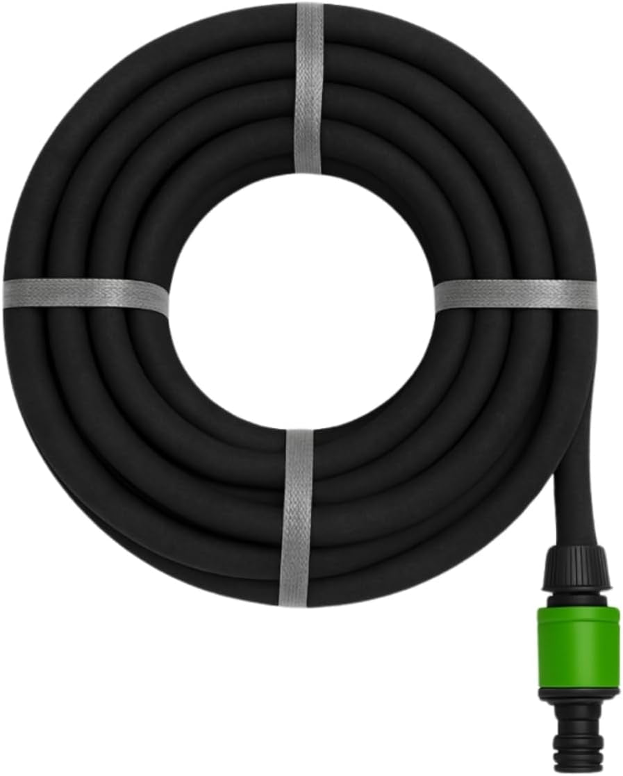 Tubo antigoccia Kinzo 15M Ø14mm - Tubo da giardino con 3 raccordi - Tubo da giardino a risparmio idrico per sistemi di spruzzatura - Tubo nero