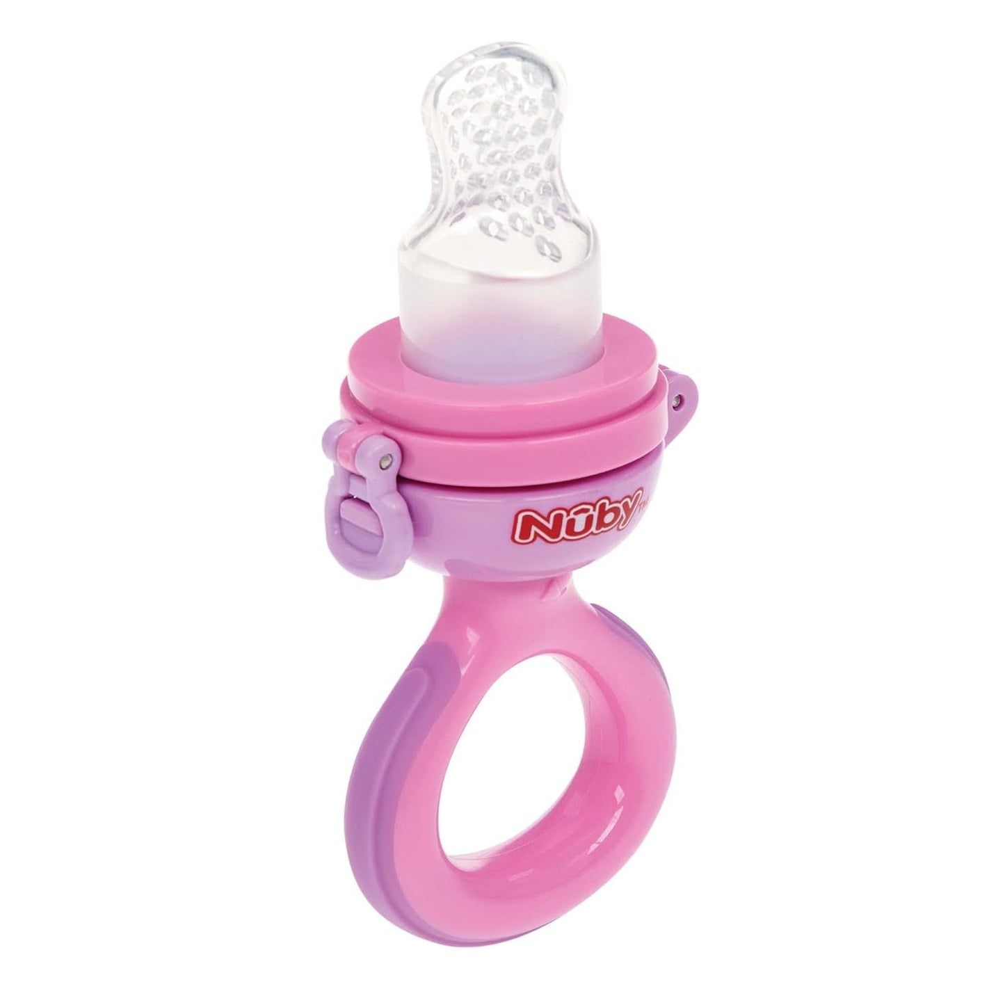 Nuby Mangiatoia per Frutta in Silicone Nibbler - Mangiatoia per Frutta per Neonati 6 Mesi e Bambini Piccoli - Anello da dentizione per Frutta, Verdura e Puree - Senza BPA - Rosa - 6+ Mesi