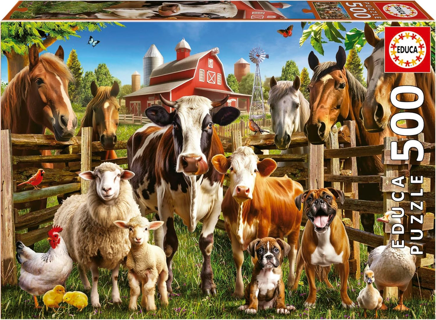 Educa - Puzzle da 500 pezzi per adulti | Animali da fattoria cattivi. Dimensioni: 48X34 cm. Include la colla per puzzle Fixpuzzle. Per 11 anni (19905) Puzzle Naty Shop Titolo predefinito