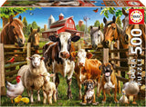 Educa - Puzzle da 500 pezzi per adulti | Animali da fattoria cattivi. Dimensioni: 48X34 cm. Include la colla per puzzle Fixpuzzle. Per 11 anni (19905) Puzzle Naty Shop Titolo predefinito