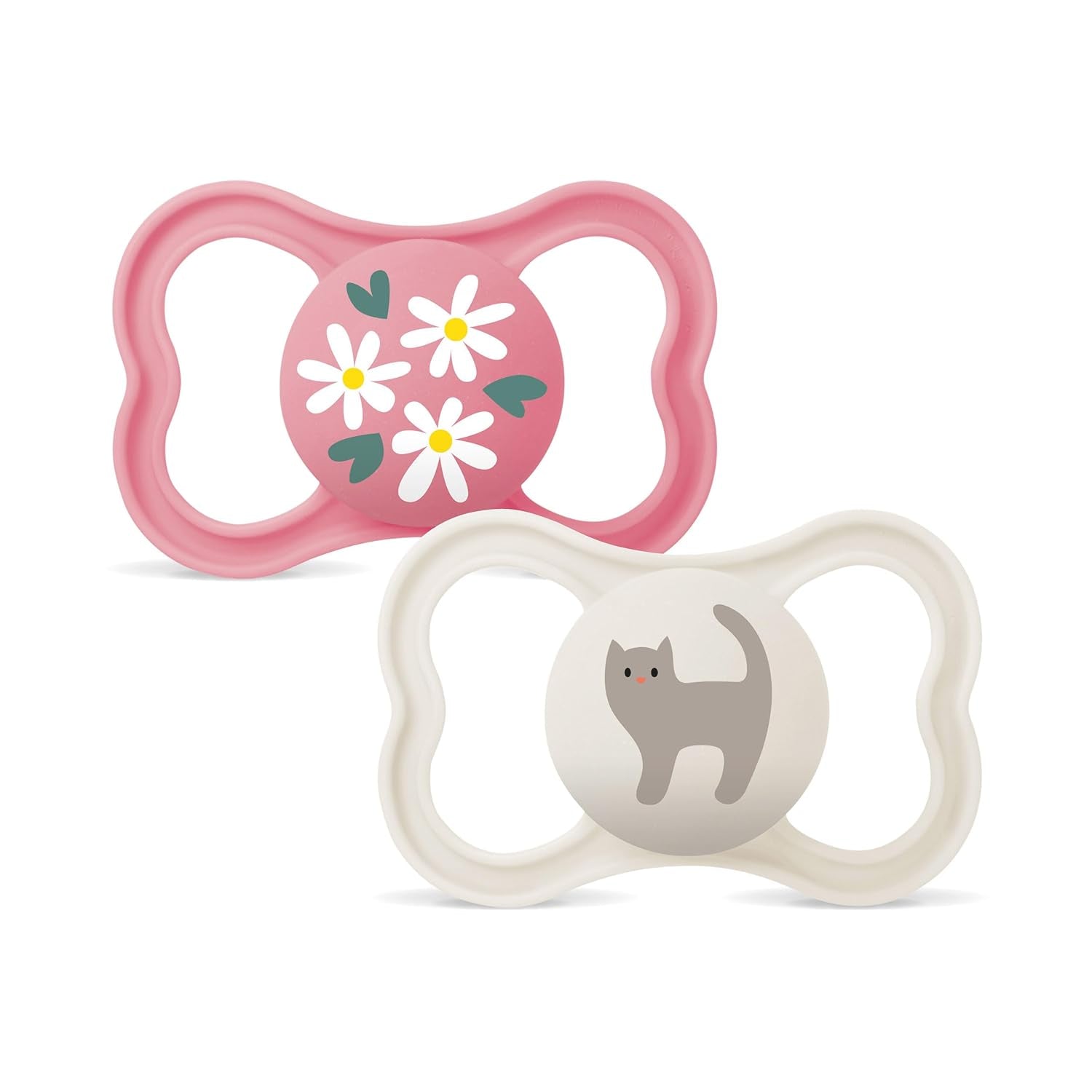 Succhietti in silicone MAM Air, confezione da 2, design extra leggero e arioso, succhietto per bambini adatto ai denti, in silicone speciale MAM SkinSoft con scatola per ciuccio, 6-16 mesi, orsetto/rinoceronte