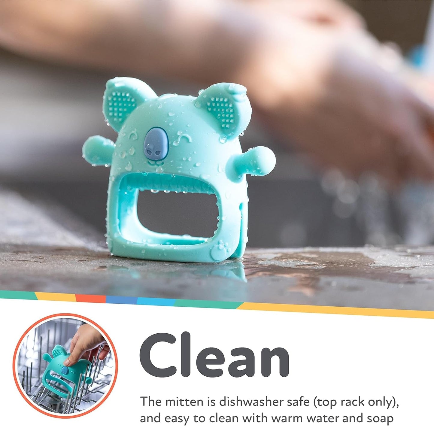 Nuby - Guanto dentale in silicone, senza BPA, Blue Koala, da 3 mesi in su