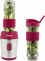 H.Koenig Smoothie Maker SMOO9 - Mini robot da cucina - Mini frullatore - 300 Watt - 570 ml - Edelstahl - 2 bottiglie di plastica - Bpa-Frei, Grau Kitchen Naty Shop Rosa