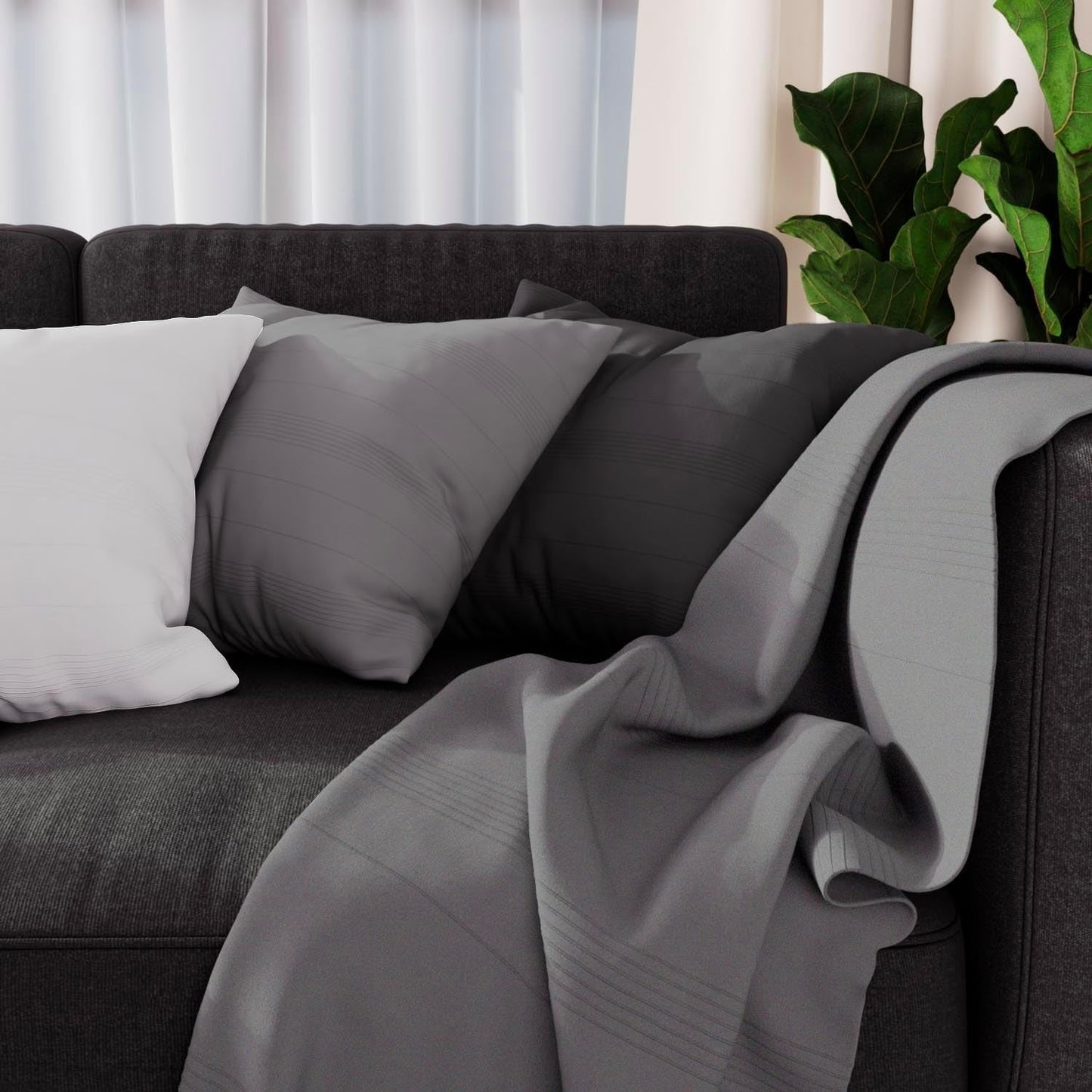 Soleil D'Ocre Plaid Adele, gettato dalla poltrona, Polycoton, Grigio, 140 X 200 Cm Letti e coperte Besuche den Soleil d'ocre-Store Grigio 140 X 200 Cm