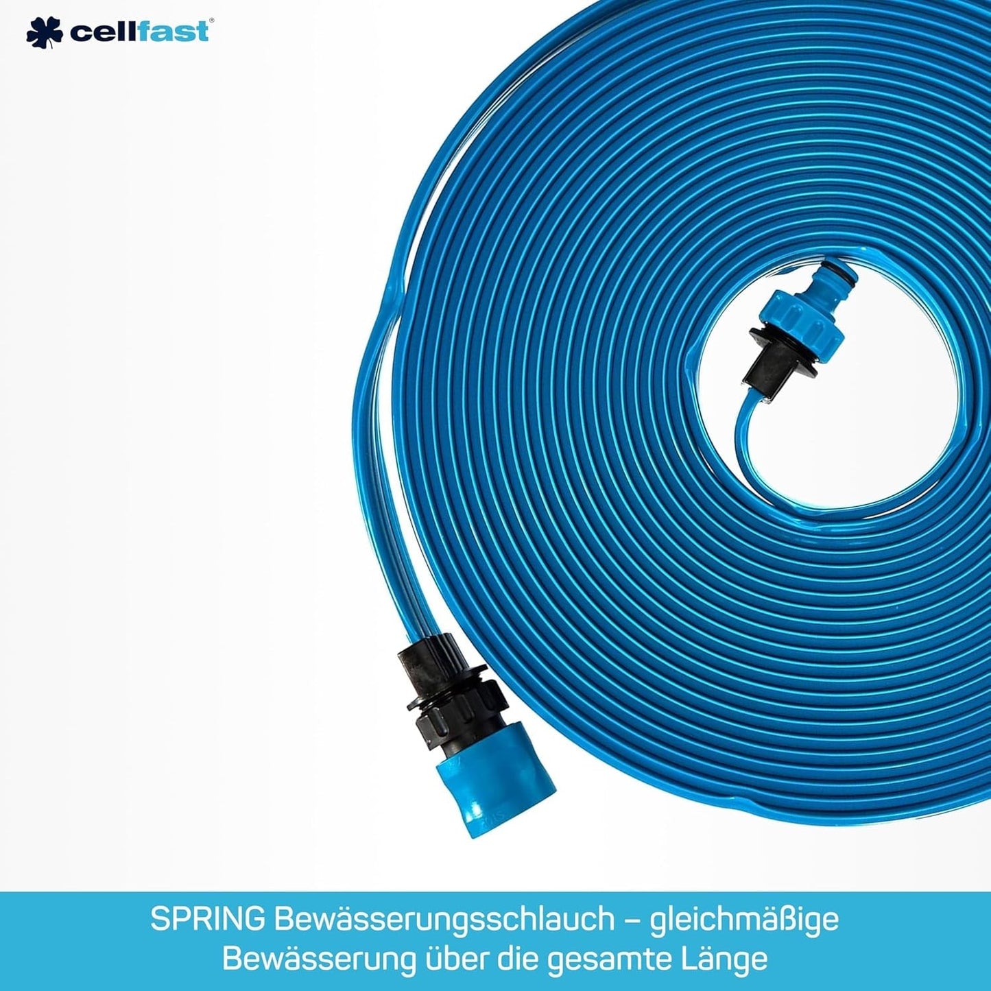 Tubo per irrigazione Cellfast SPRING, Tubo per irrigazione a tre canali con connettori completi, Realizzato in filo di alta qualità, Resistente ai raggi UV, 15 m, 1/2 pollice, 19-022, Multicolore, 38x38x8 cm