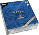 50 tovaglioli "ROYAL Collection" piega 1/4 40 Cm X 40 Cm blu scuro "Ornamenti"