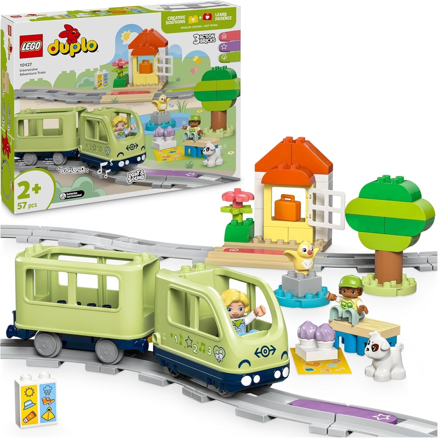 Treno avventura interattivo LEGO DUPLO Town, set da gioco con luci e suoni per giochi di ruolo, consente ai bambini di 2 anni di costruire binari, giocattolo educativo per bambini in età prescolare 10427 Set da costruzione Besuche den LEGO-Store Titolo predefinito