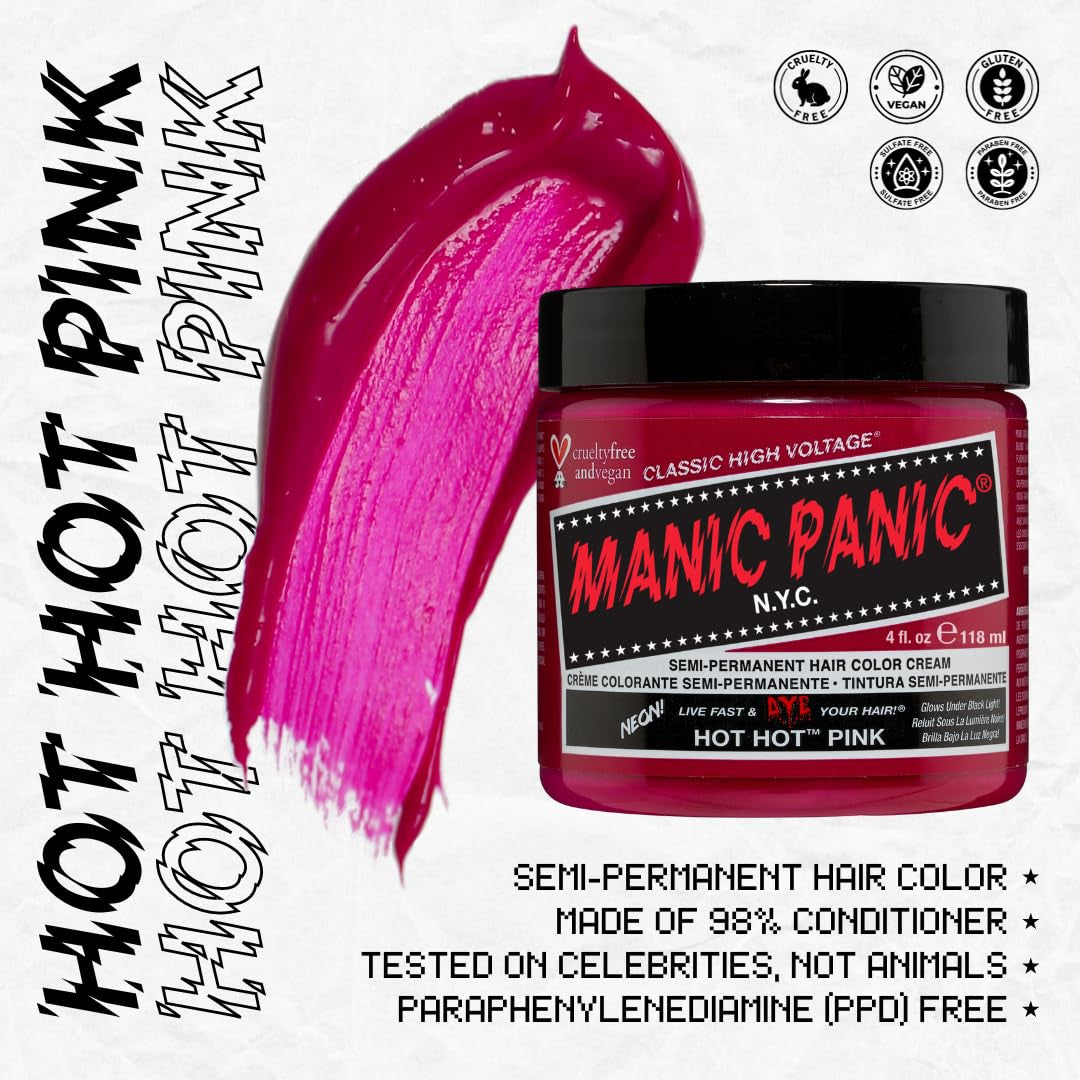 Tintura Per Capelli Semi Permanente Manic Panic Hot Hot Pink Crema Classica Vegano Cruelty Free 118ml Naty Shop Tinture Per Capelli