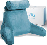 Ella Cuscino da Lettura per Letto e Divano con Rullo per Collo Rimovibile - Cuscino per la Schiena per Letto - Cuscino da Lettura in Memory Foam con Braccioli, Ideale per Leggere, Guardare la TV, Rilassarsi o come Supporto per la Schiena - Grigio