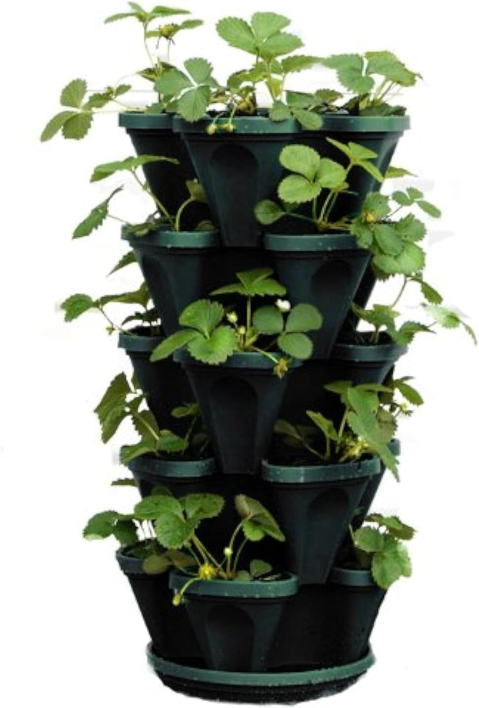 Fioriera verticale impilabile a 5 livelli per fragole, erbe aromatiche, fiori e verdure per giardino interno ed esterno.