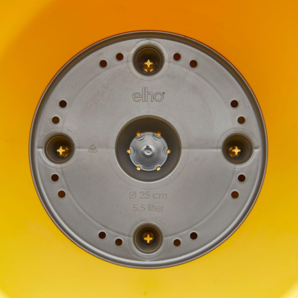 elho Loft Urban Round 40 - Vasi da fiori da esterno - 100% plastica riciclata - Ø 38,5 x H 35,3 cm - Giallo/Ocra