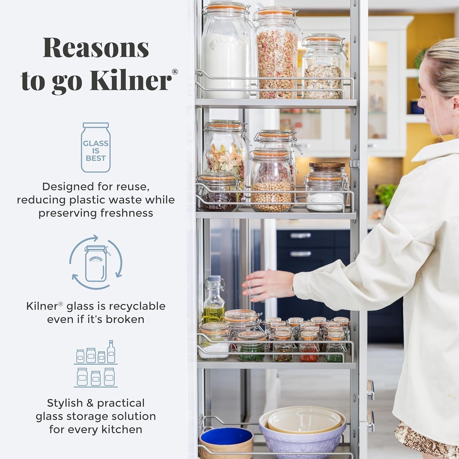 Barattolo per colazione Kilner con cucchiaio / 350 ml, Ø 9,5 cm / 5 pezzi | tazza di muesli da asporto / non tossico / contenitore in vetro con coperchio per muesli, porridge e yogurt / contenitore per avena durante la notte Naty Shop Food Storage Boxes