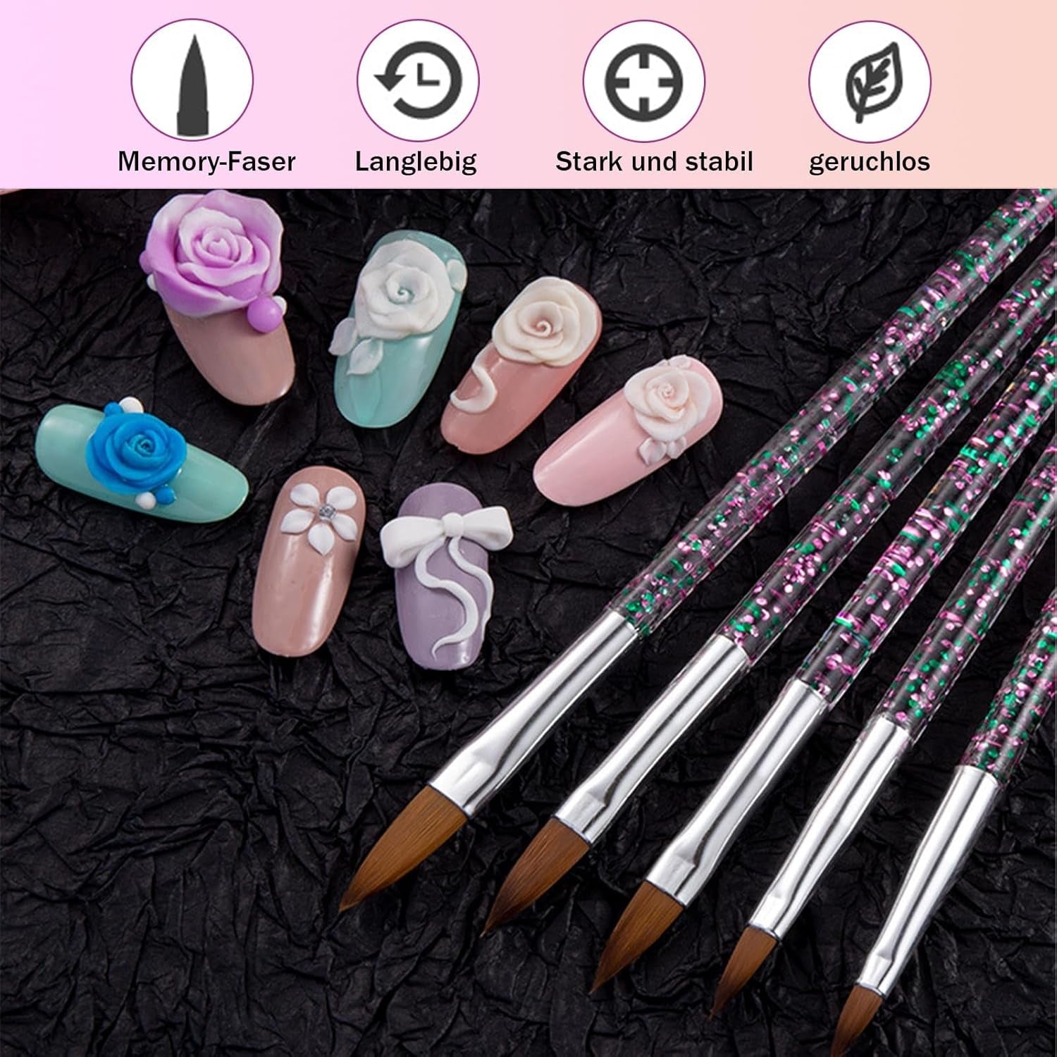 31 Stück Professionale Nagel Pinsel Set, Nagelpinsel a doppia estremità, Pinsel Für Gelnägel, Penna acrilica per nail art, Strumenti per punteggiare nail art, Pennello per unghie per il design del salone di pittura fai da te