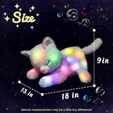 Gatto di Peluche Musicale a LED, Giocattolo Cantante Leggero, Mamma Gatta con 3 Gattini nella Pancia, Ninna Nanna Animata, Giocattolo Rilassante per Mamme, Bambini, Bambine, Arcobaleno, 45 cm