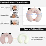 Cuscino per il collo Cuscino per il collo per bambini per aereo Auto treno Viaggio Cuscino da viaggio in memory foam per adulti Cuscino a forma di animale carino Cuscino a forma di U Fodera staccabile (Rosa2) Cuscini ortopedici cervicali Naty Shop