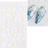 JMEOWIO 3D Nagelsticker Blume Frühlings Nail Art Sticker Self-klebend Nagelaufkleber 5D Stereoscopico Estate Bunter Blumen Dekoration Nageldesign Zubehör 4 Blatt