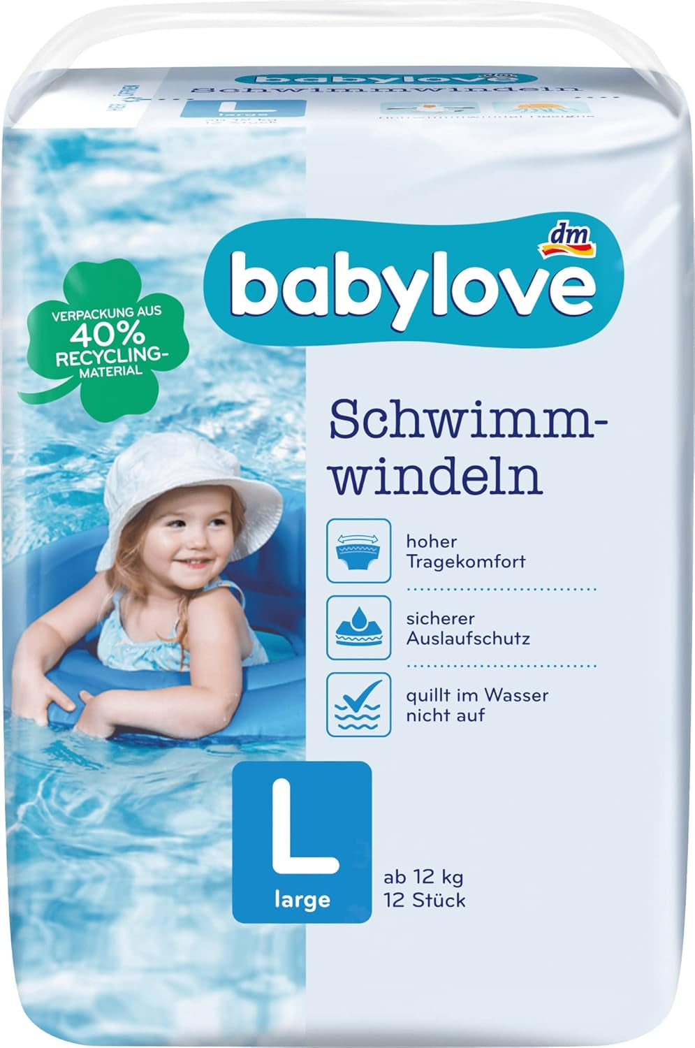 Pannolini da bagno taglia L (10 - 14 kg), confezione da 12