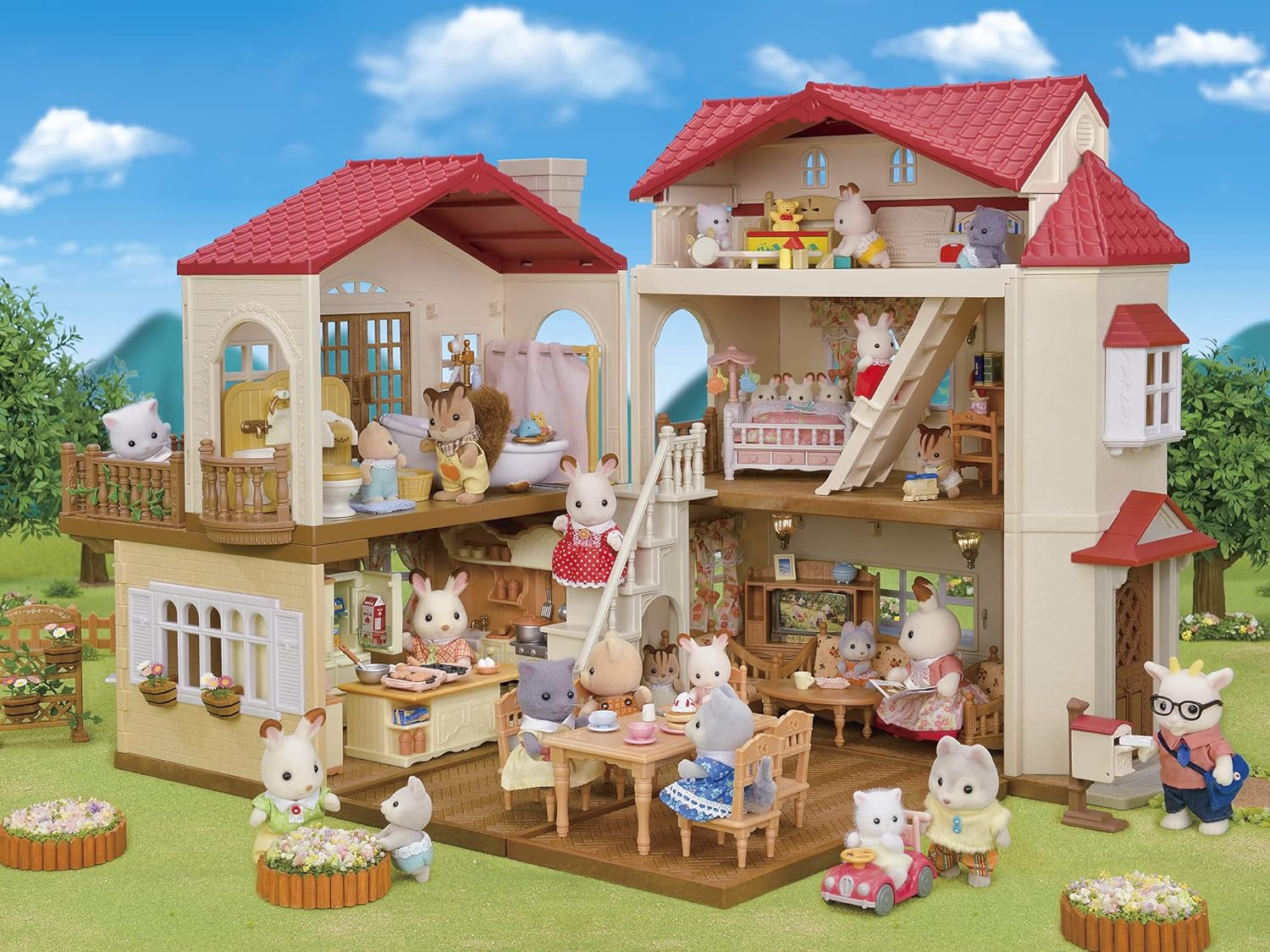 5716 Casa di città con mansarda - Casa delle bambole e L5339 Soggiorno casa di campagna - Mobili per casa delle bambole, 30 x 50 cm, 1 pezzo (1 confezione), in plastica