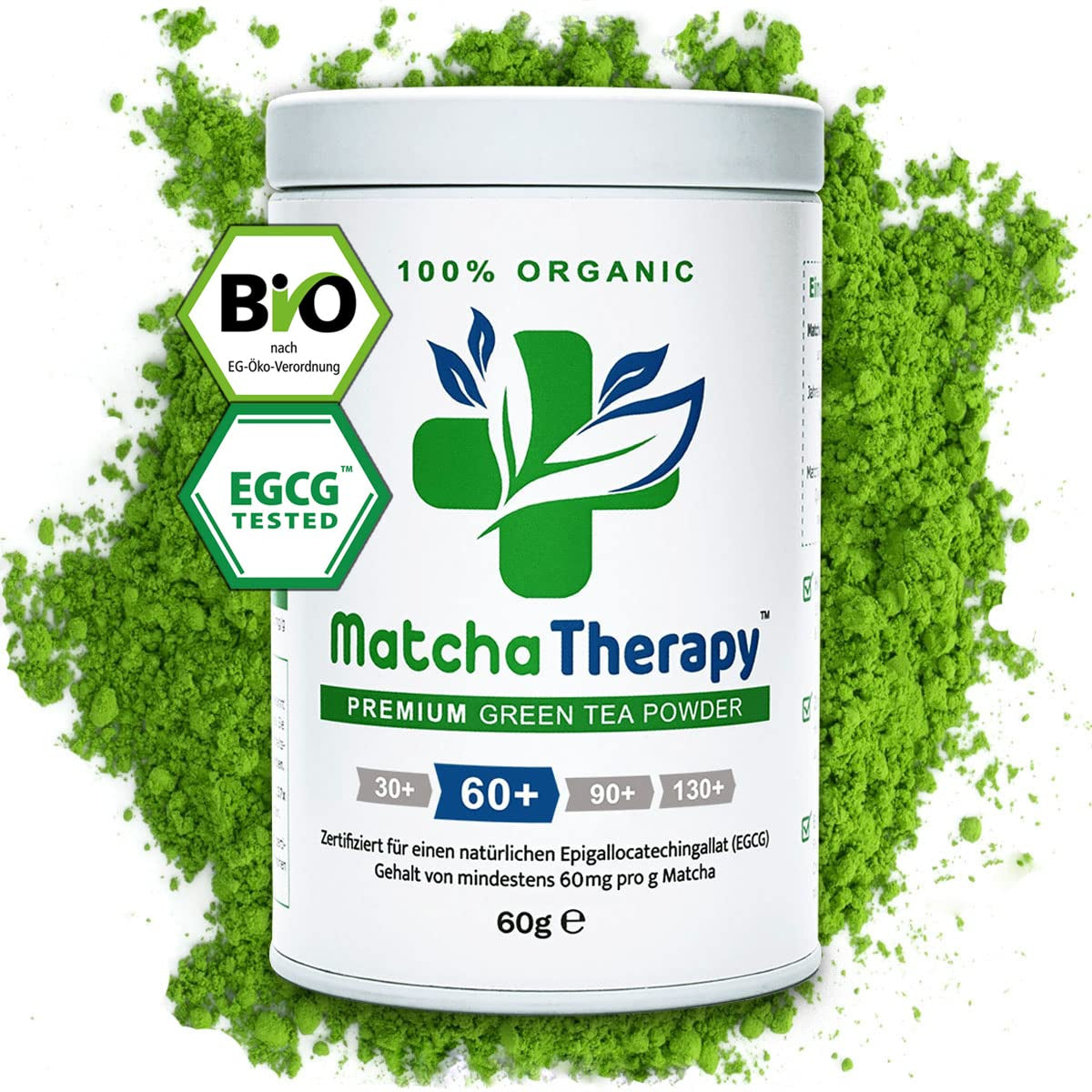 Terapia Matcha 30+ | Polvere di tè matcha biologico | 60 g| Con un contenuto verificato di almeno 30 mg/g di catechina EGCG | Supporta il sistema immunitario e i livelli di energia | Qualità cerimoniale | Tè verde dal Giappone