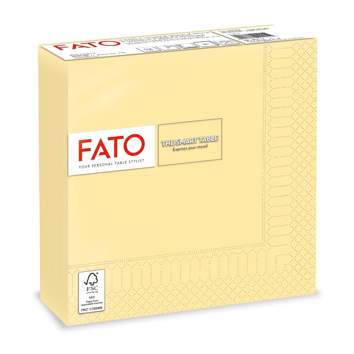 Fato - Tovaglioli di Carta Usa e Getta, Ideali per Pranzi Casual e Buffet, Confezione da 50 Tovaglioli, Misura 33X33, 4 Pieghe, 2 Veli, Colore Champagne, Carta 100% Pura Cellulosa, FSC