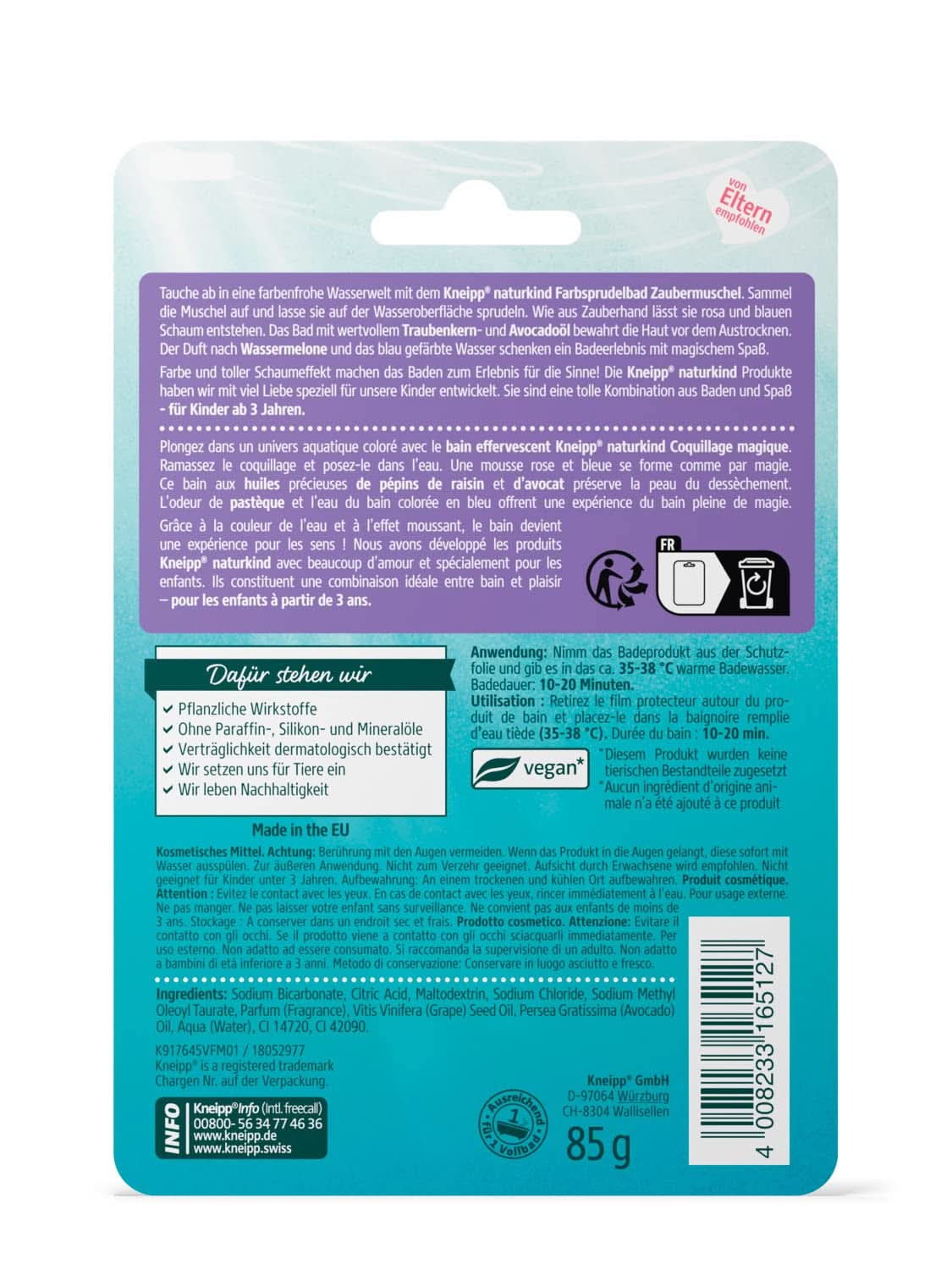 Kneipp Naturkind, additivo per il bagno con prezioso olio di semi d'uva e avocado - buccia galleggiante al gusto di melone per un magico divertimento nel bagno - 1 pz. Naty Shop Doccia e vasca