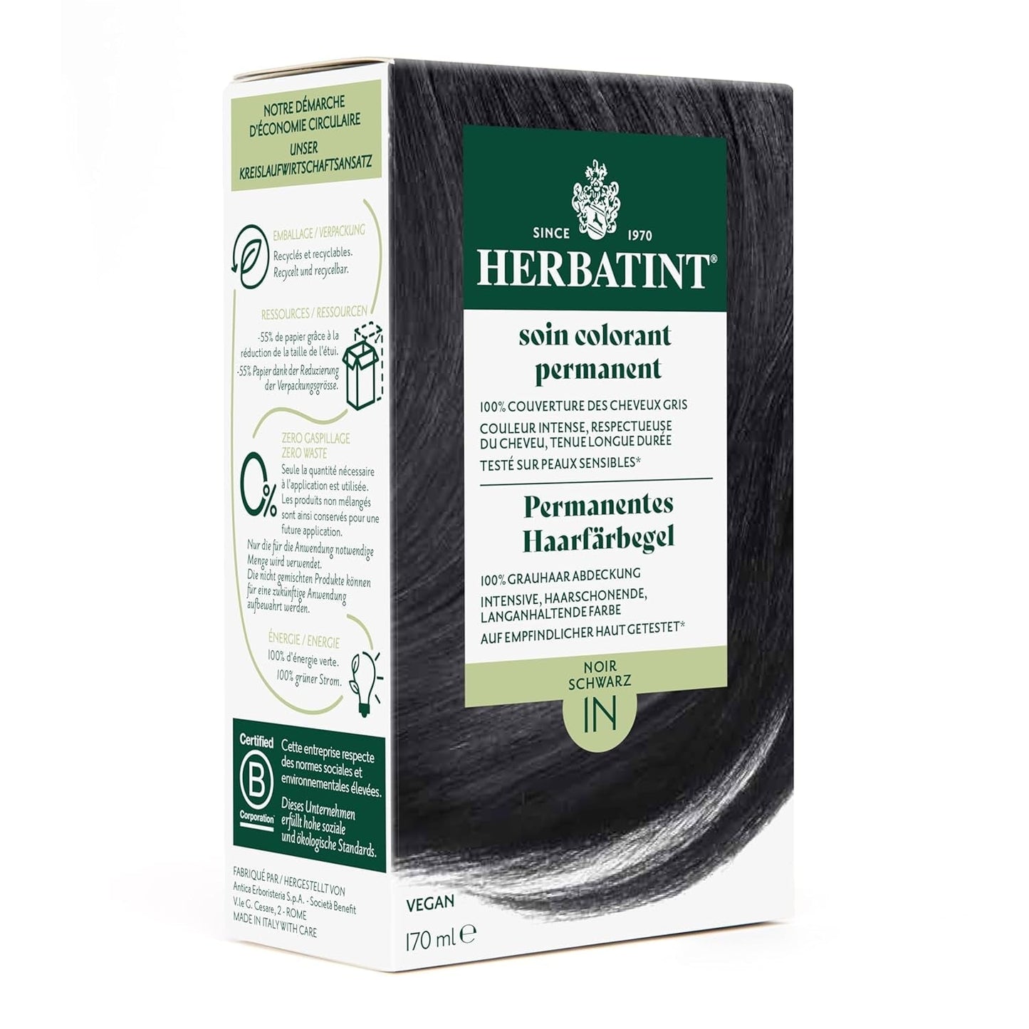 Gel colorante permanente per capelli 6N Biondo scuro - 170 ml I Senza ammoniaca, copertura al 100% dei capelli bianchi I Testato su pelle sensibile, con 8 estratti vegetali