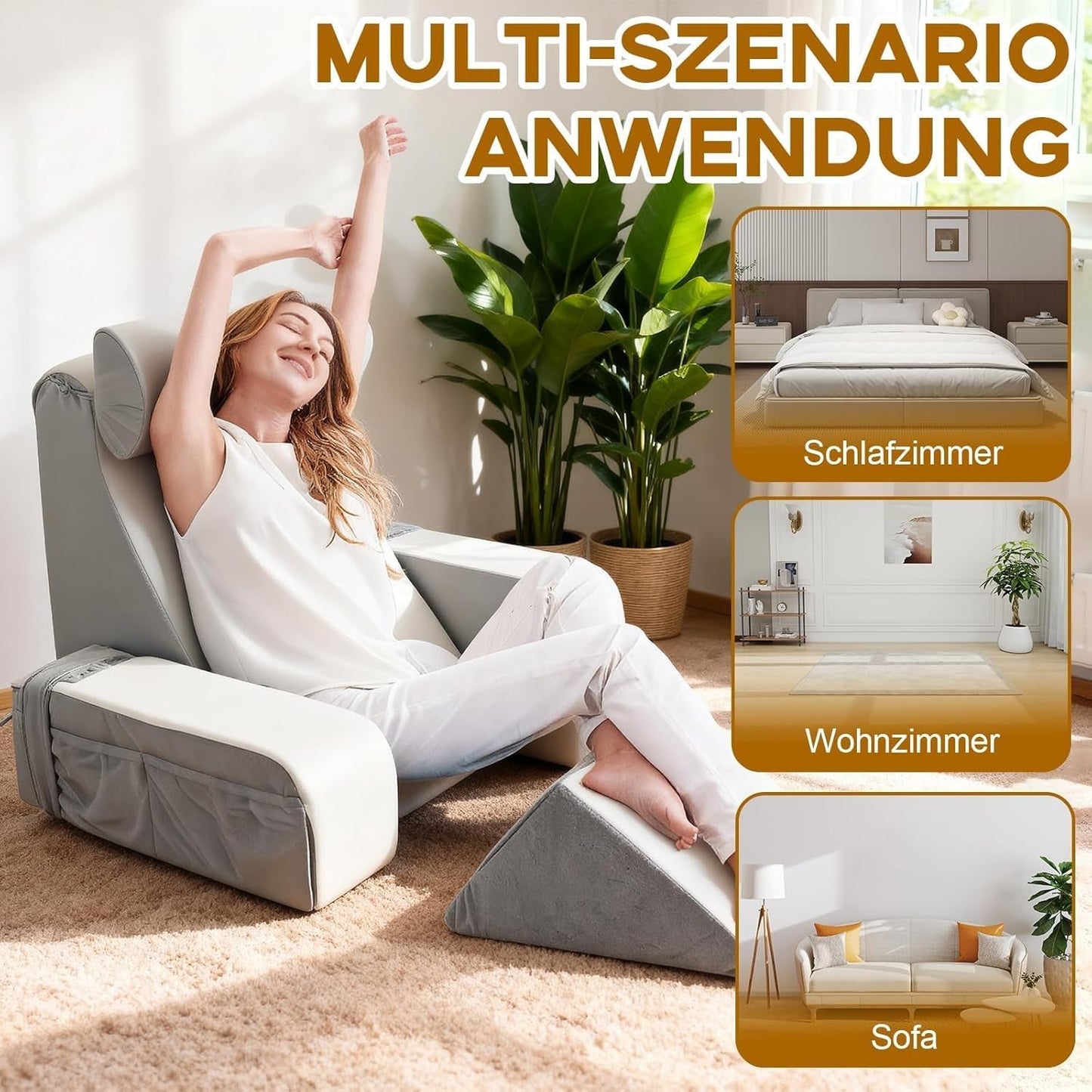 Cuscino da lettura con supporto per collo e braccioli staccabili, cuscino per la schiena comodo e leggero per letto e divano, cuscino per la schiena per adulti, schienale in memory foam per leggere, guardare la TV e videogiochi