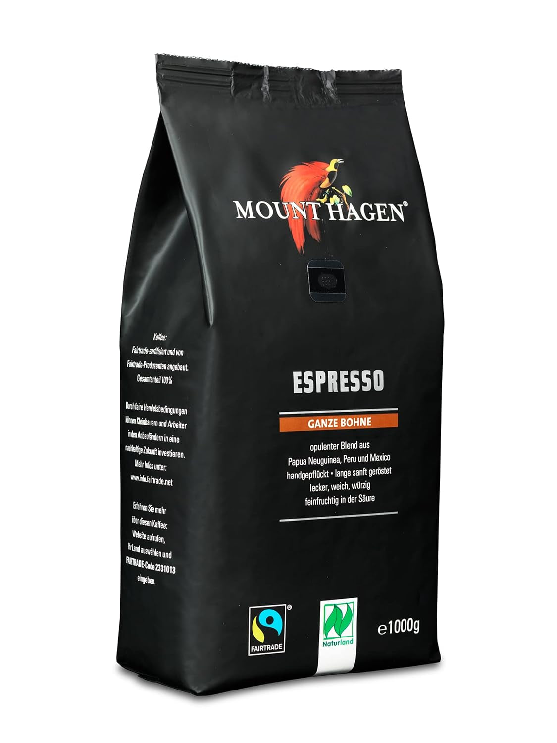 , tostatura scura, espresso biologico FT Naturland, 1 kg di chicchi interi