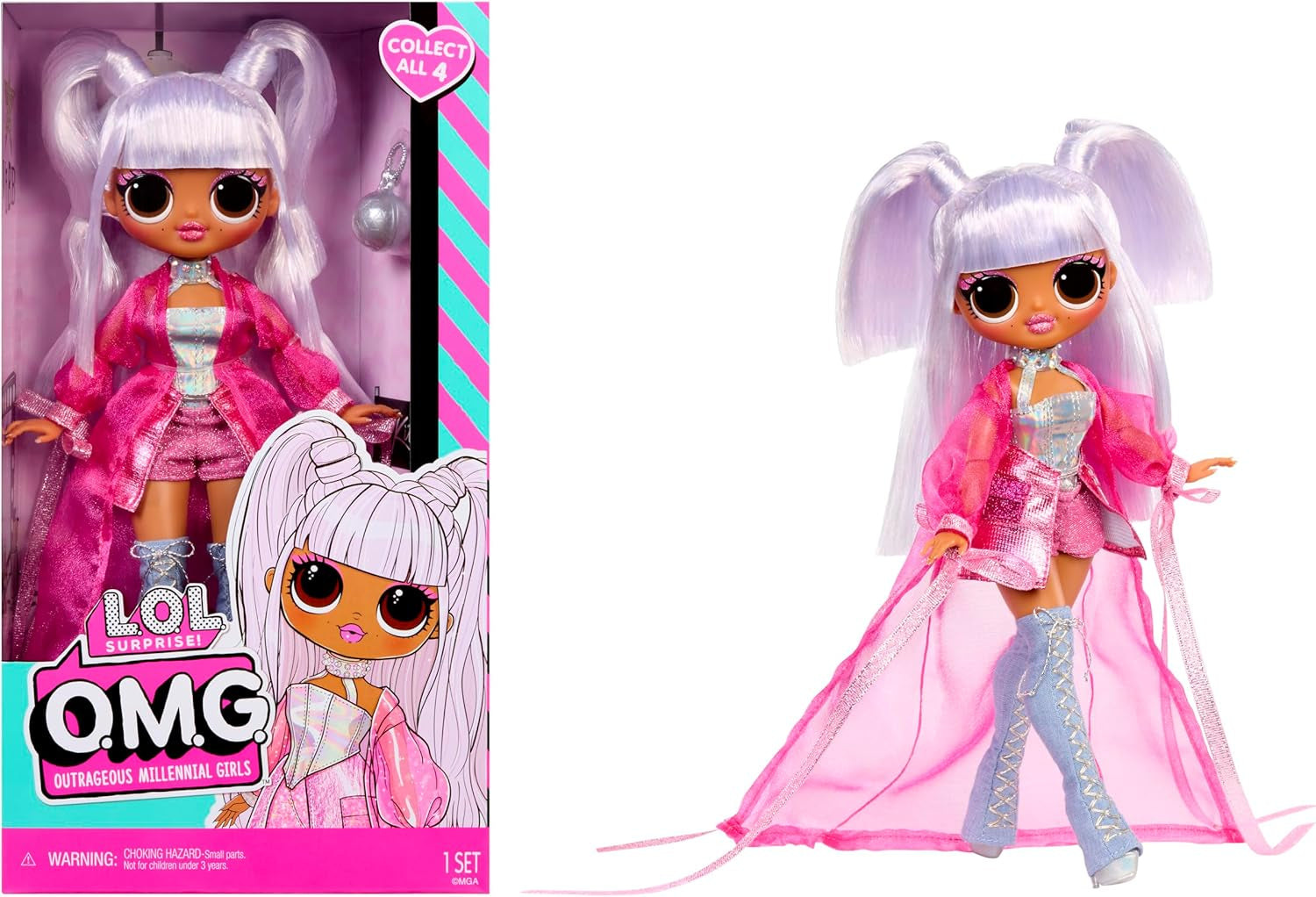 LOL Sorpresa! Bambola OMG – Kitty K – Include 1 bambola alla moda con un vestito favoloso, 4 bambole da collezione
