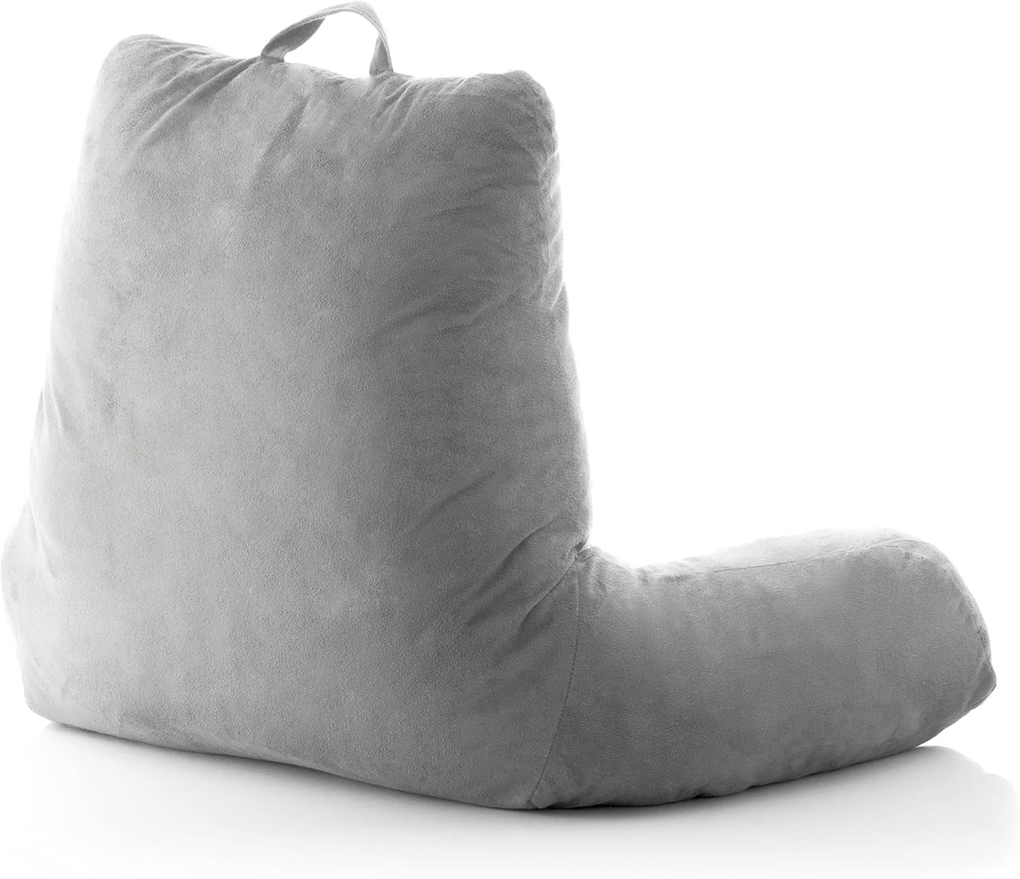 Cuscino da lettura con braccioli InnovaGoods Huglow per divano, letto e tappeto, cuscino da lettura con supporto lombare e maniglia per il trasporto, ergonomico, previene disagio e dolore, grigio