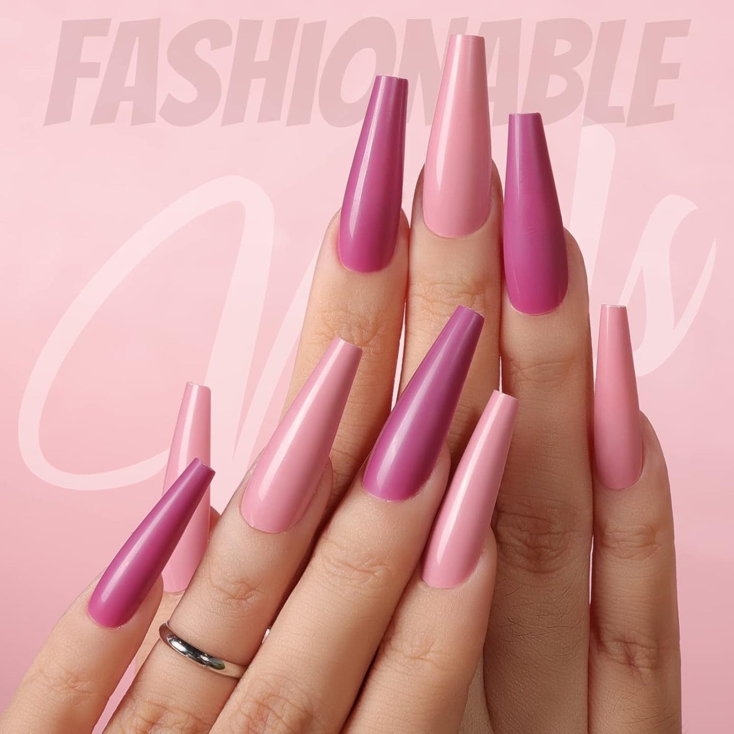 FANDAMEI 12 Colori 288 pz Unghie Finte Lisce Ballerina Lunga Bara Unghie Finte Punte Del Chiodo Acrilico Ballerina Lunga Unghie Finte