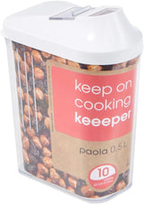 contenitore versatore per forniture secche, coperchio dosatore regolabile in continuo, plastica, 500 ml, 8 x 4,5 x 15 cm, Paola, bianco Scatole per conservazione alimenti Naty Shop 500 ml