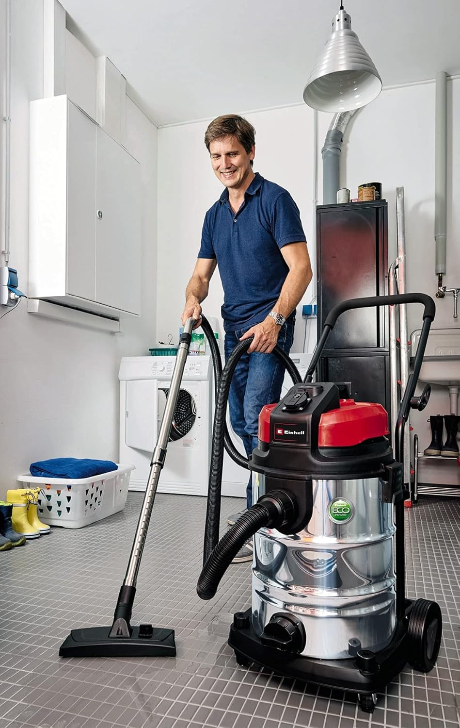 Tubo di aspirazione originale Einhell per aspirapolvere/aspiraliquidi (lunghezza 3 m, incluso adattatore di collegamento per tutti gli aspirapolvere/aspiraliquidi Einhell, in plastica dura)