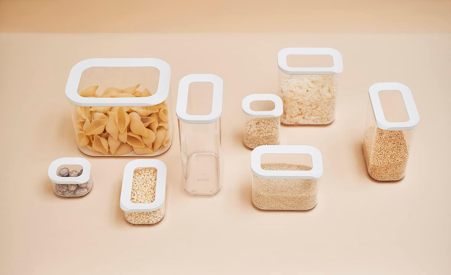 Mepal Set di 3 barattoli con coperchio - Contenitore per alimenti rettangolare - Organizer da cucina in plastica - Contenitore ermetico - 1x 2000 ml e 2x 1000 ml - Scatole bianche per alimenti Naty Shop
