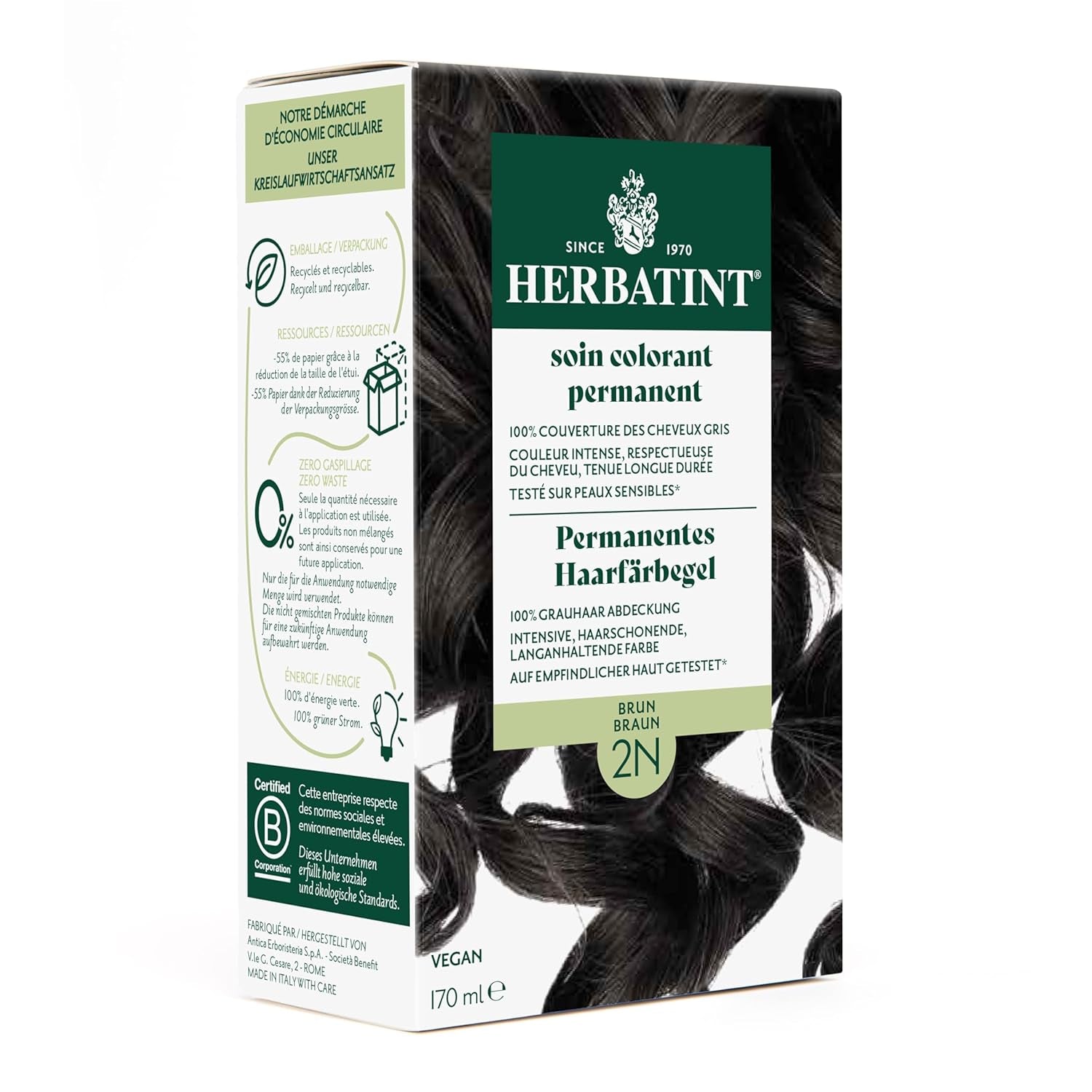 Gel Colorante Permanente Per Capelli 6N Biondo Scuro - 170ml I Senza Ammoniaca, Copertura Al 100% Dei Capelli Grigi I Testato su Pelli Sensibili, Con 8 Estratti Vegetali Naty Shop Tinture Per Capelli 2N Marrone