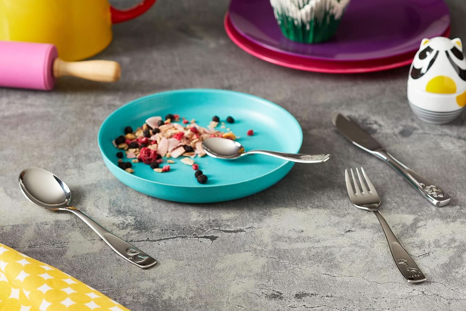 WMF Animals set posate in acciaio inox per bambini, 4 pezzi, lucido Cromargan Kitchen Naty Shop