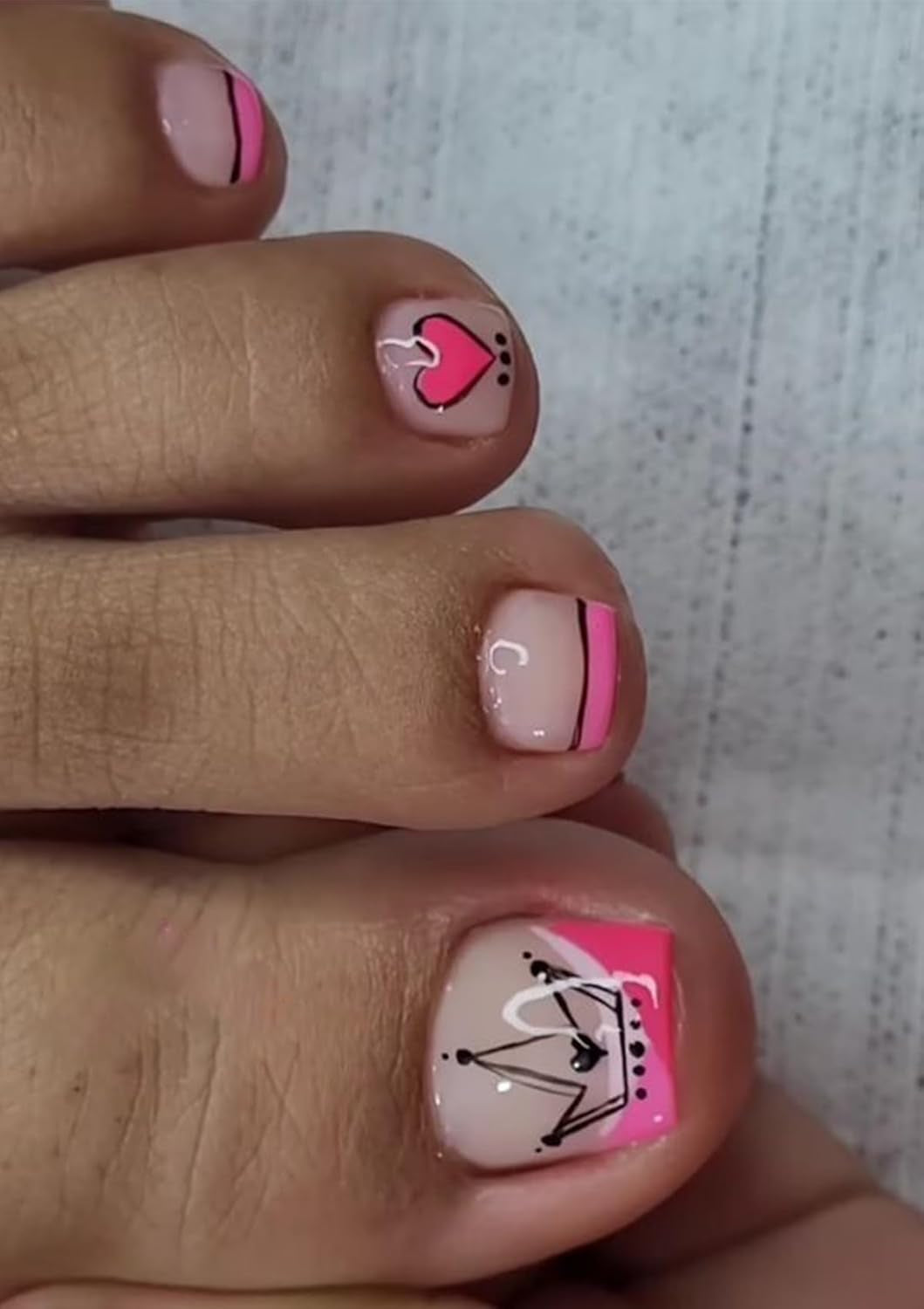 Set unghie finte adesive - Unghie finte francesi - 24 pezzi Design quadrato corto Unghie artificiali con sfumatura rosa bianca e manicure con ballerina (Short Pink Gradient)