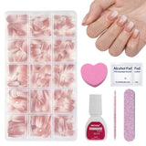 Set di 240 unghie finte corte - Unghie finte artificiali corte naturali da incollare - Unghie artificiali sfumate color carne per estensioni delle unghie a scatola (Gradiente nudo)