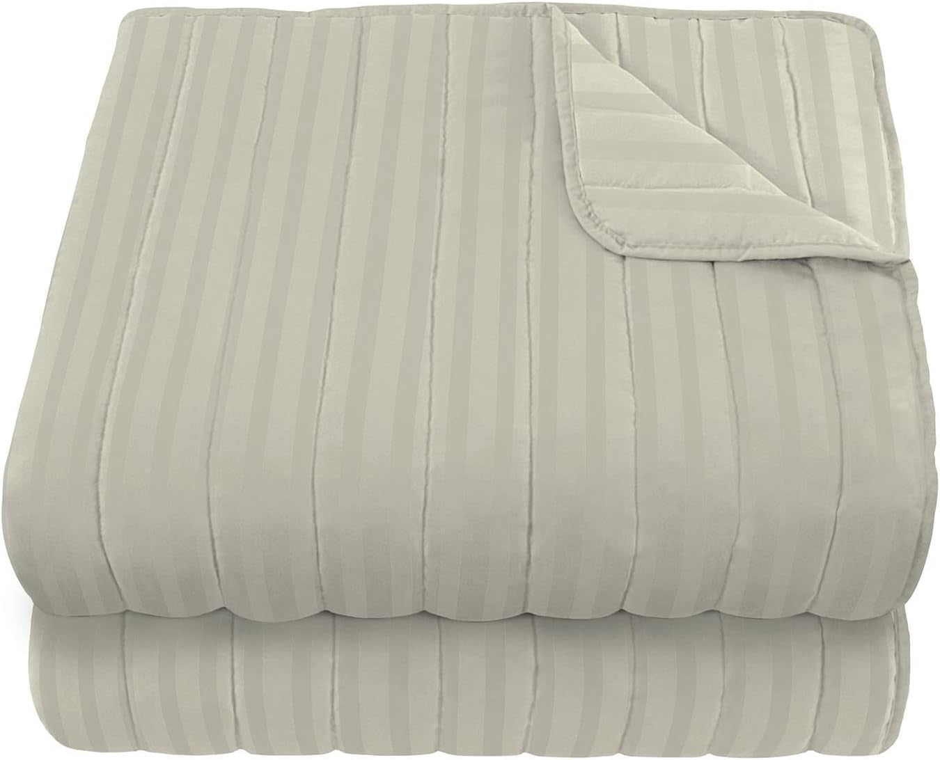 Trapunta estiva Satin Stripes, poliestere, panna, 260X250 Cm Piumini e Trapunte Naty Shop
