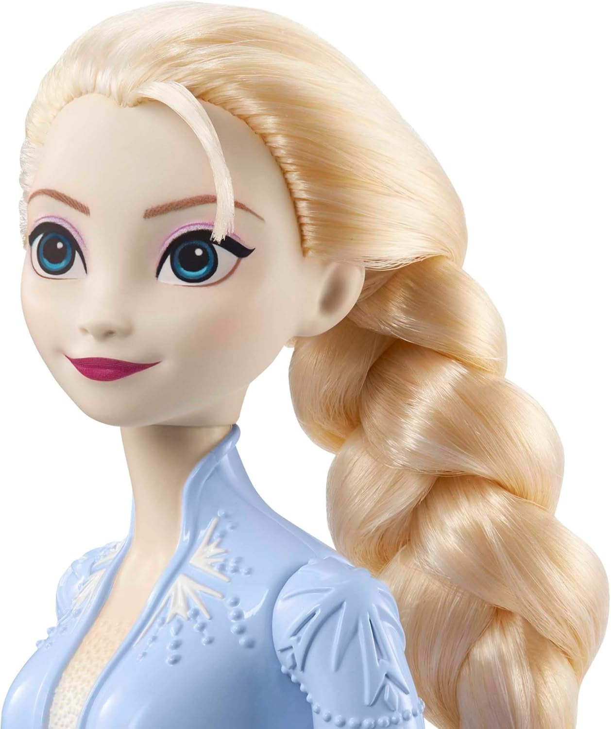 Mattel Disney Princess Elsa, bambola della regina dei ghiacci in abito da viaggio, capelli biondi pettinati, giostrina, gonna e stivali estensibili, regali Disney, giocattoli di 3 anni, bambole Naty Shop HLW48