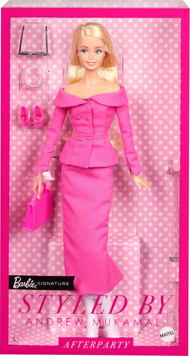 Barbie Signature, realizzata da Andrew Mukamal Modepuppe, borsa con 3 look per il giorno e l'abend, compresi accessori, inclusa con supporto, JBH81