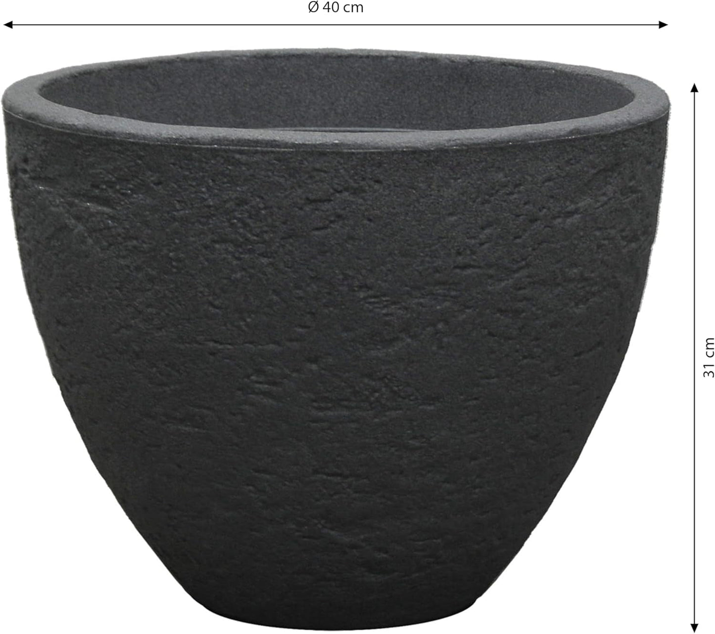 Dehner Vaso in pietra, Ø 40 cm, altezza ca. 31 cm, plastica, antracite