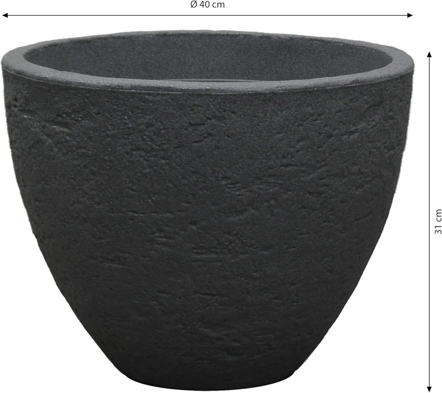 Dehner Vaso in pietra, Ø 40 cm, altezza ca. 31 cm, plastica, antracite